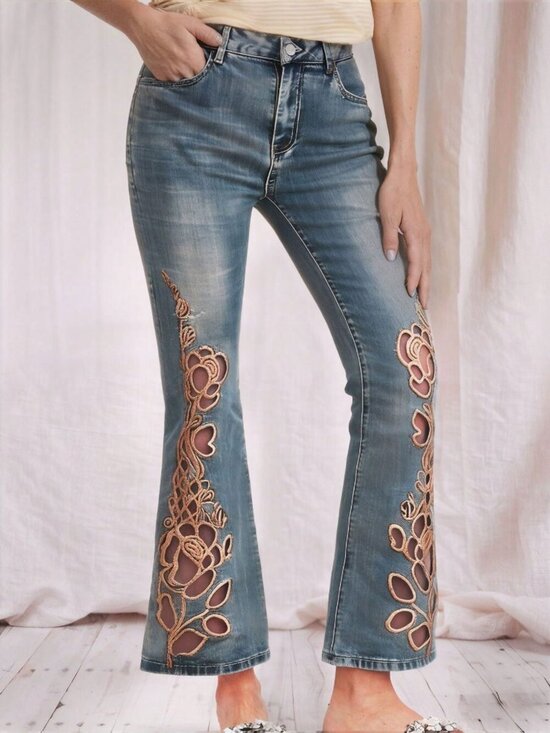 Denim - Blue Elegant Women's Flared Jeans